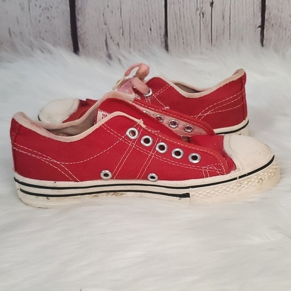 Vintage 1960s 1970s CONVERSE FASTBREAK Red Canvas Low Top Onestar Sneakers Sz 1 - Picture 11 of 17